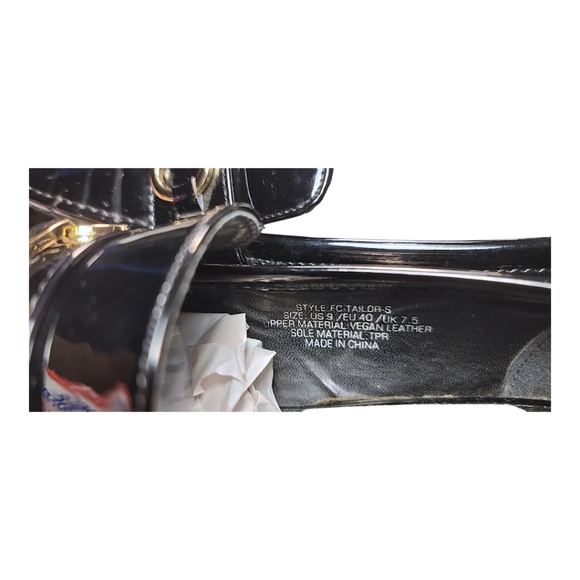 ZARA, BLACK PATENT VEGAN LEATHER LOAFER, FLATS, SIZE 9.5 EUC - Picture 8 of 9